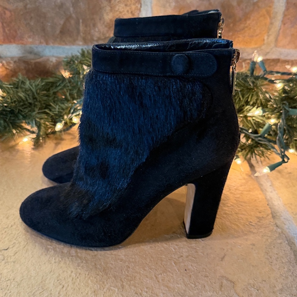 Dolce and Gabbana Suede Bootie with Dyed Calf Hair